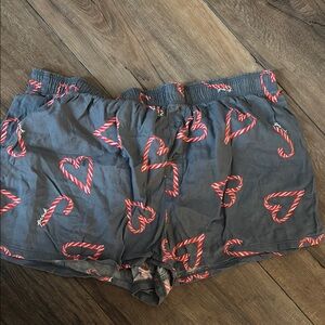 Pink- Gray Boxers with Red Heart and Candy Cane Print